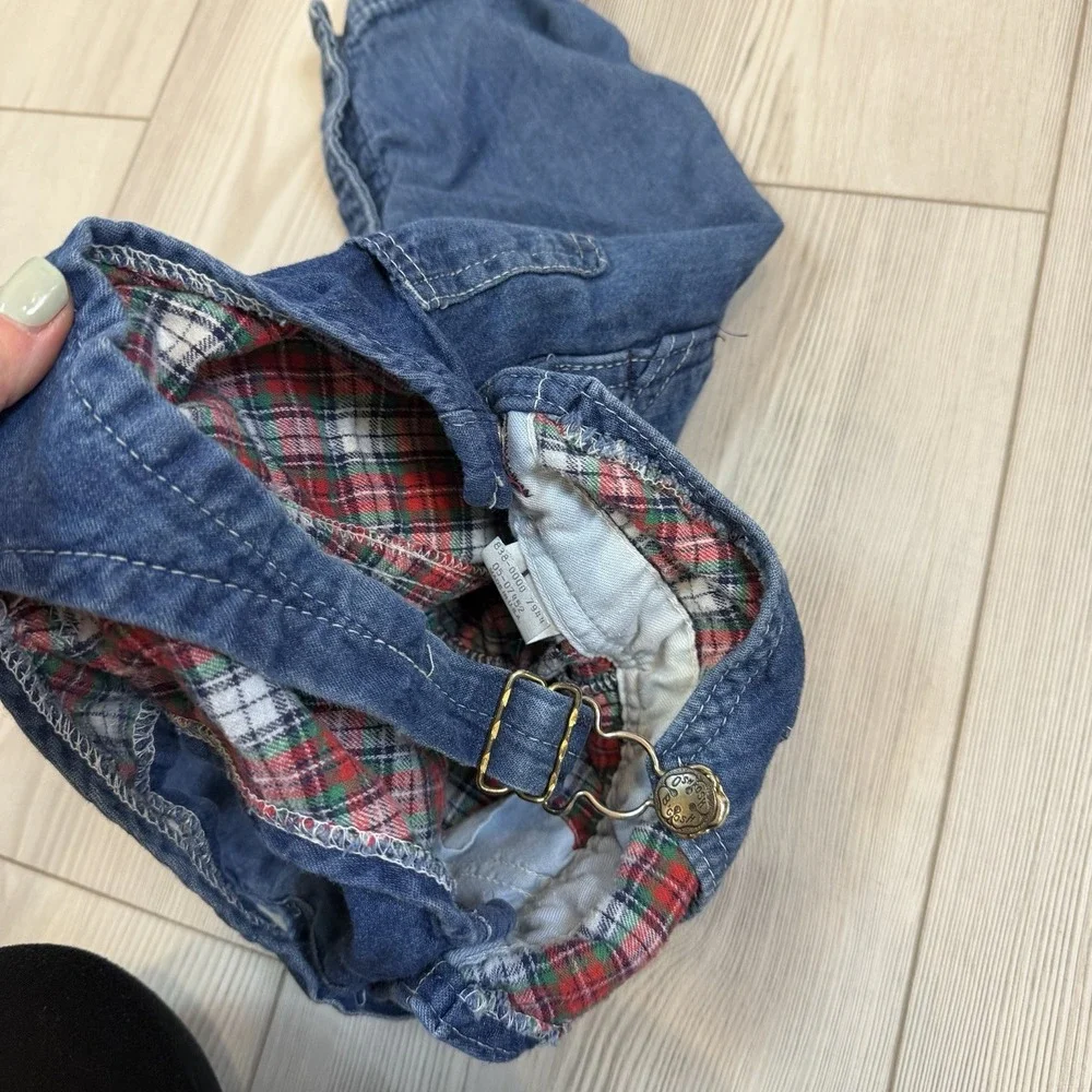 Vintage OshKosh B'Gosh Vestbak Plaid‎ Flannel Line Boys Overalls Blue 18M USA